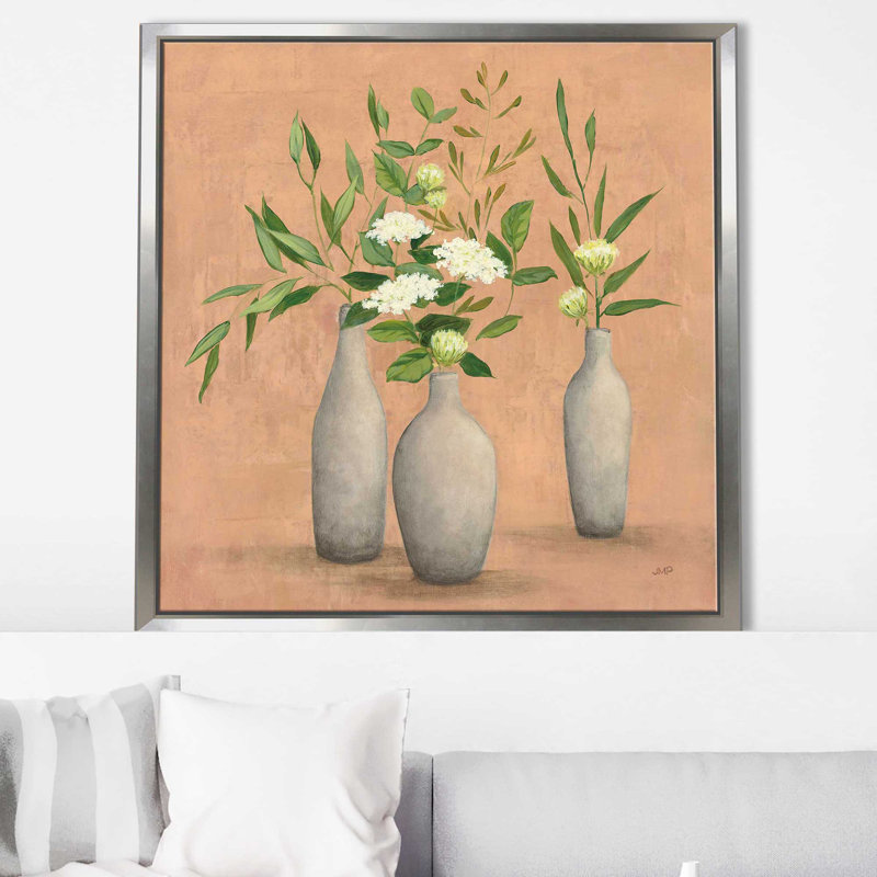 Bouquet naturel I - Peinture, Cadre flottant argent, H 39,5 po x l 39,5 po x P 2 po