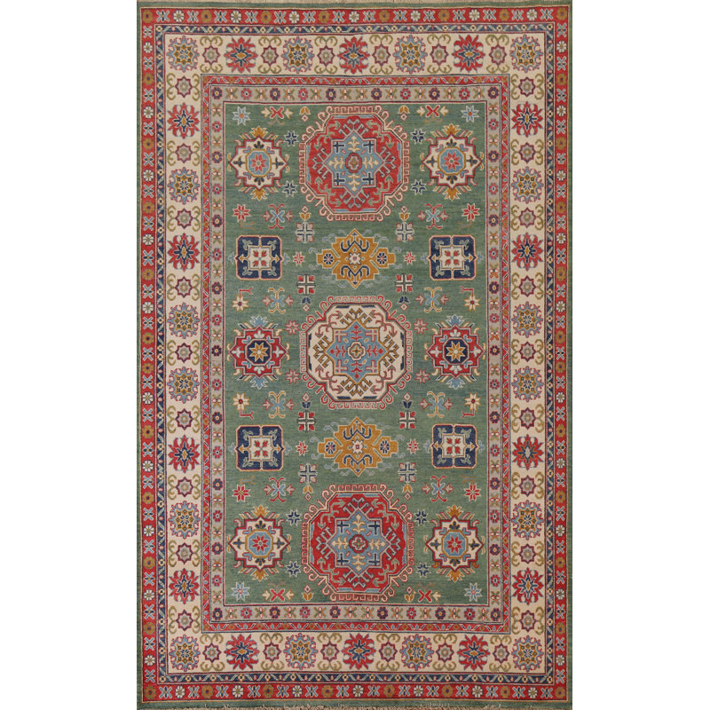 Tapis vert Kazak vert 7 x 10