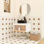 Meuble-lavabo flottant avec lavabo à vasque rond, meuble-lavabo mural avec tablette ouverte, comptoir durable, conception moderne peu encombrante-130545859