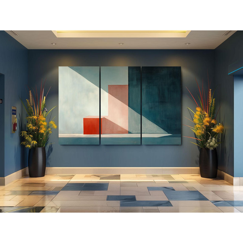 «Triptych Canvas Wall Art», ensemble d'art moderne abstrait Triptych Wall Art, jeu d'ombre géométrique sur toile