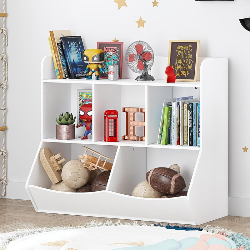 Rangement pour jouets avec bibliothèque, casier à tablettes multiples pour livres, jouets, rangement pour garçons, filles / salle de jeux