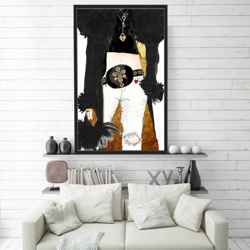 Bienheureux (vertical) - Peinture, H 63,5 po x l 39,5 po x P 2 po, Cadre flottant noir