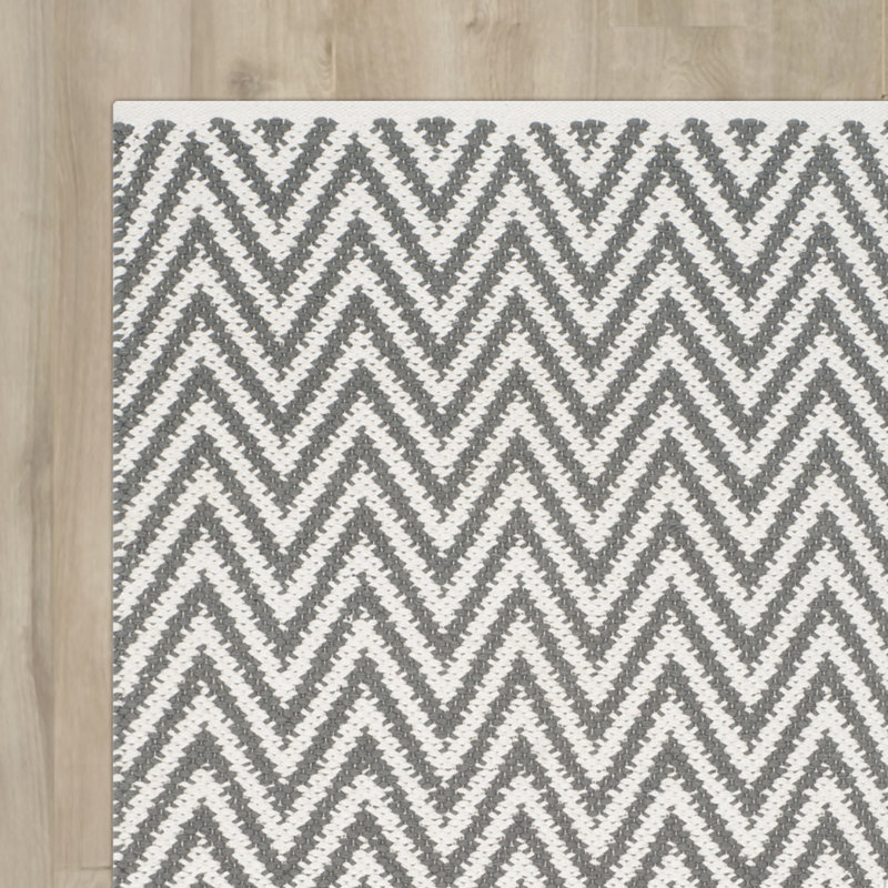 Alpo Hand Woven Cotton Chevron Rug, Rectangle 5' x 8'