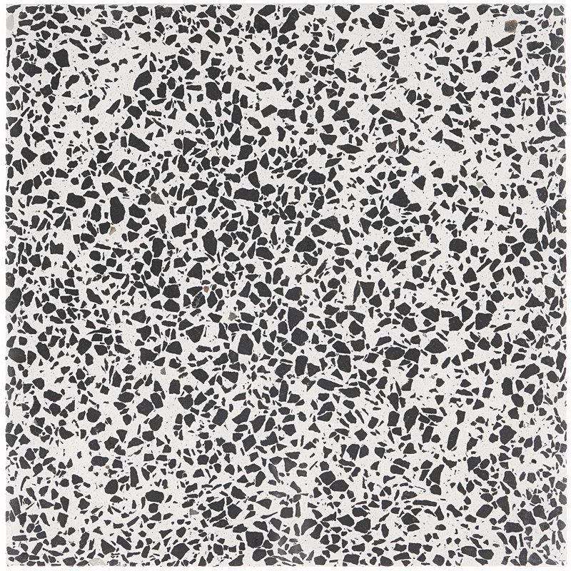 True Terrazzo 16x16 Polished Terrazzo Tile, Tinos Black/White