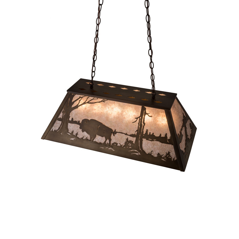 Rustic Lodge 6 - Light Pendant, Antique Copper, Silver, 11" H x 33" W x 17" D