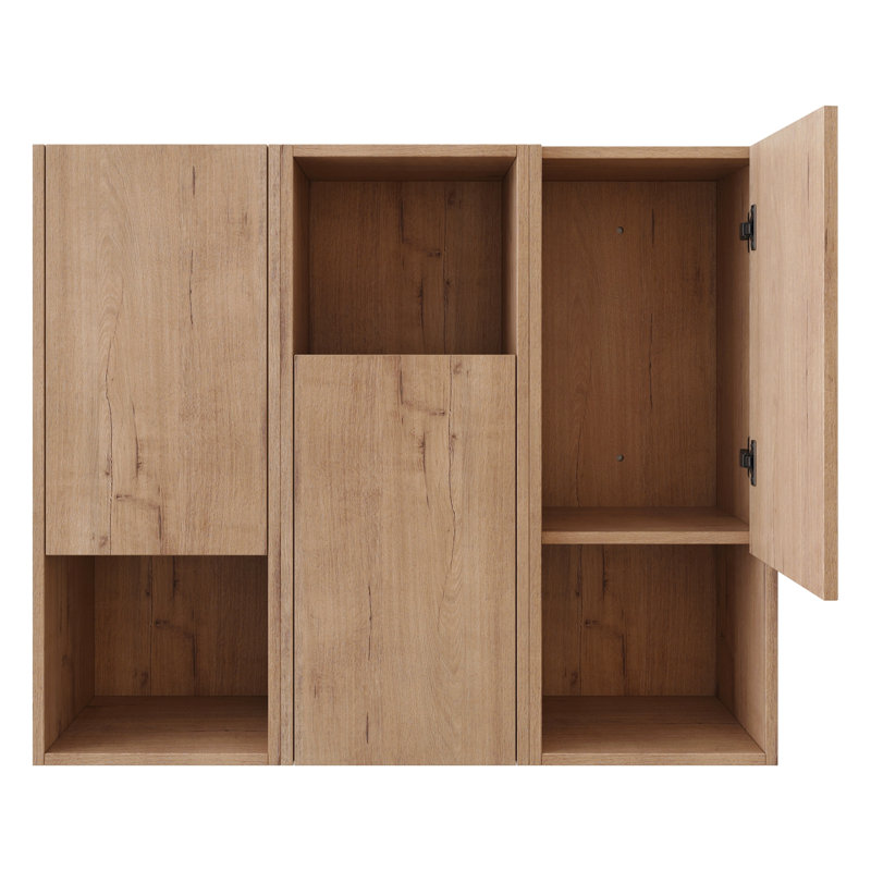 36" Bathroom Side Cabinet,Soft Close Doors,Float Mounting Design,Imitative Oak