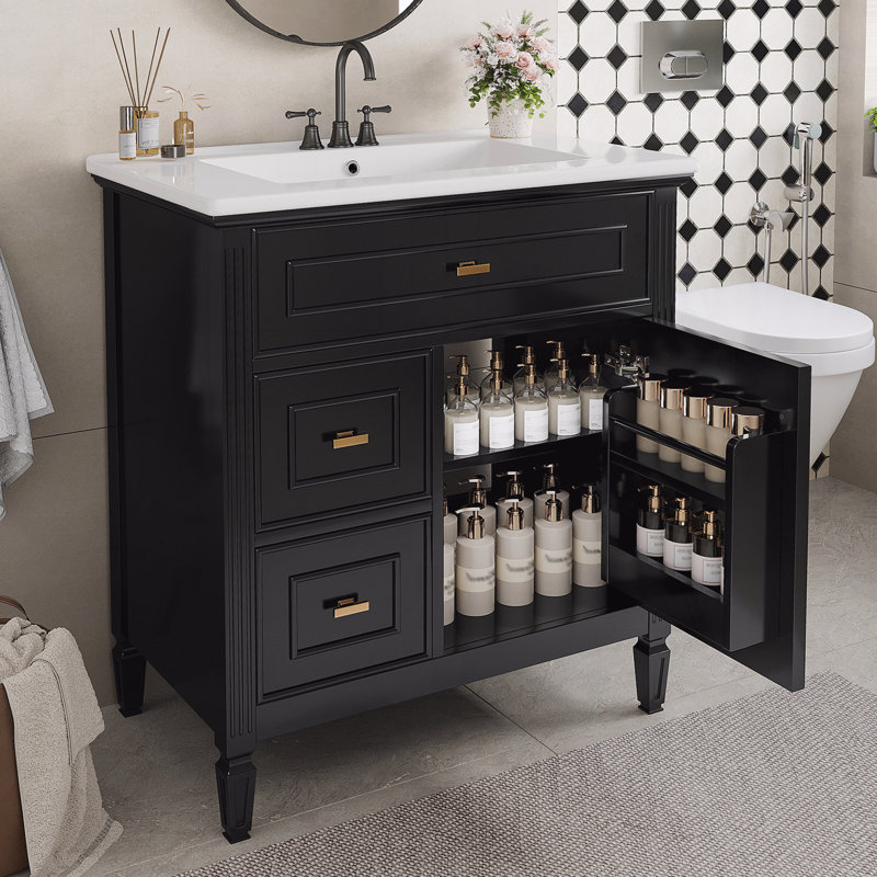Meuble-lavabo 30 po avec lavabo, Noir