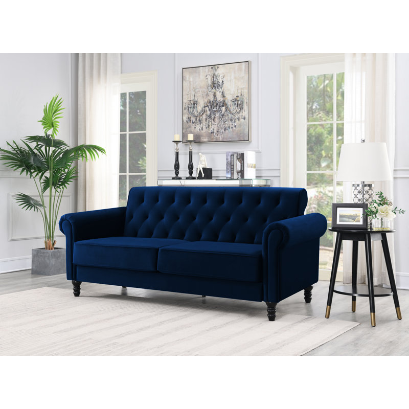 Rainsburg 3-Seater Velvety Sofa, Midnight Blue, 3