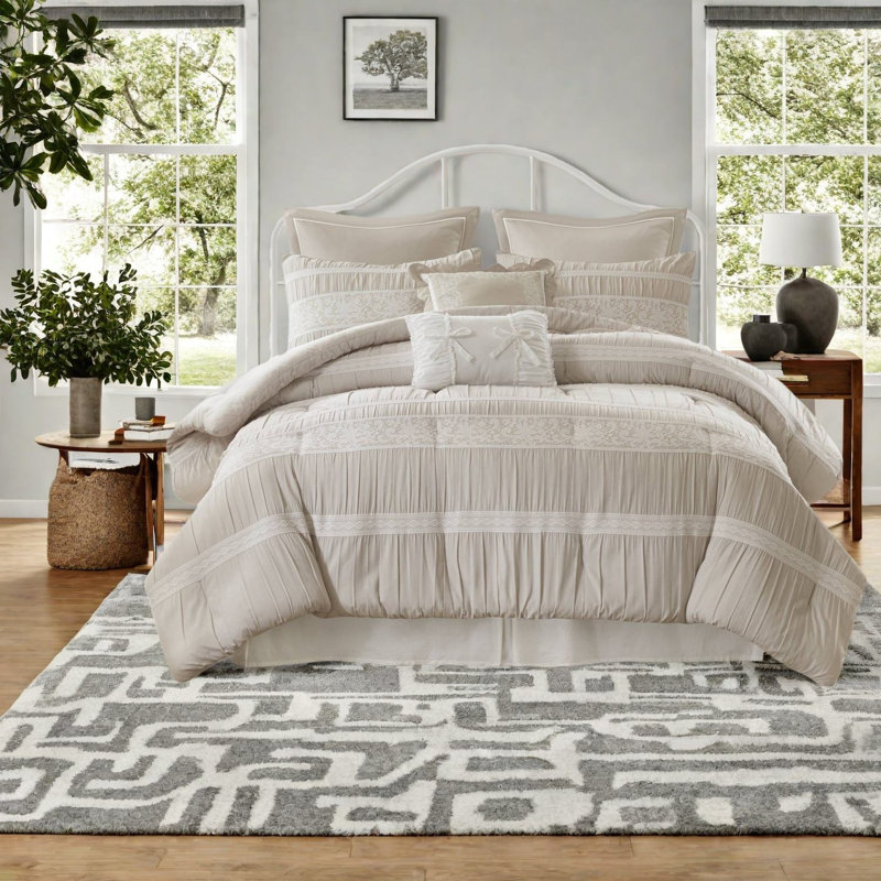 Piece Queen Bedding Sets, Polyester Jacquard Farmhouse Style For Home