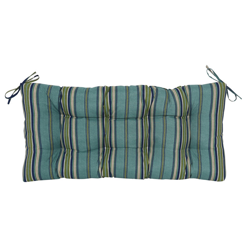 Outdoor 5'' Loveseat Seat Cushion, Blue/Green Striped