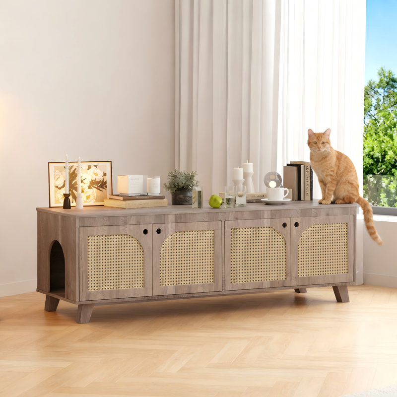 Armoire à litière double pour chat caché 