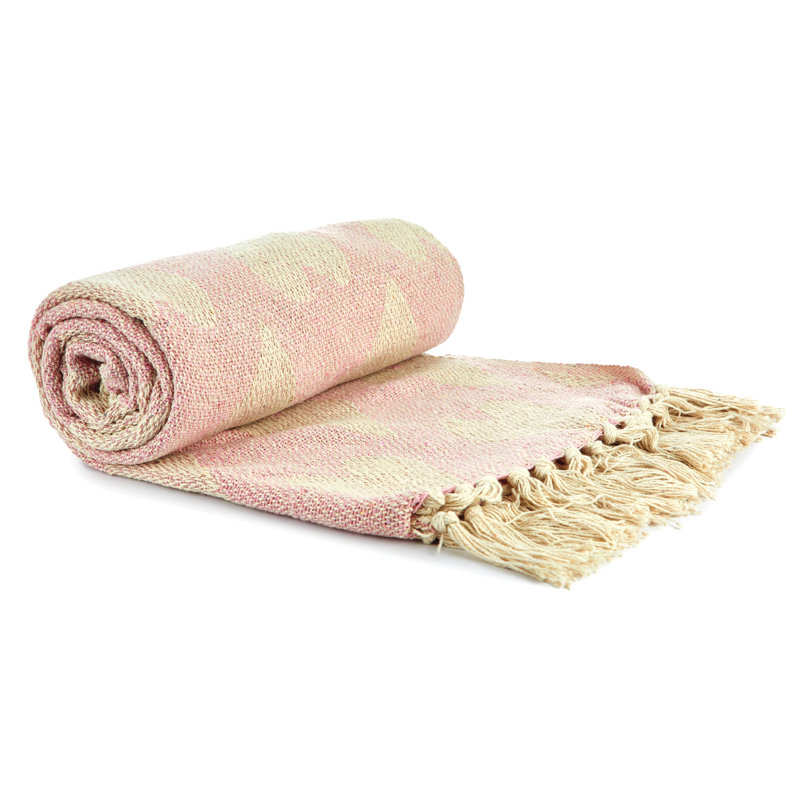 Gehmlich Hand Woven Throw Blanket, Blush Pink, 127cm W x 152cm L