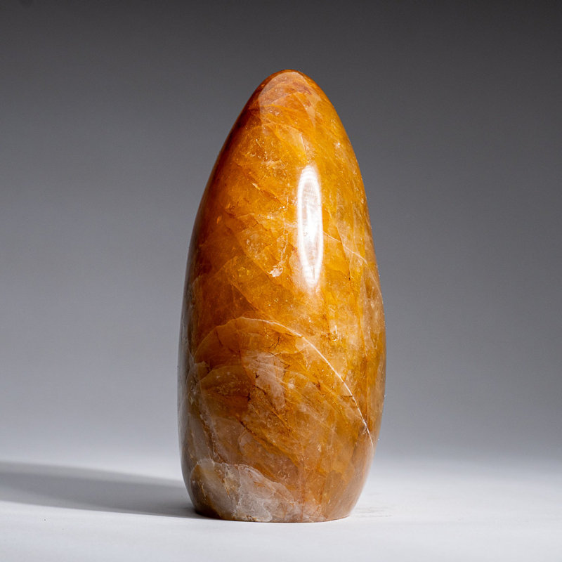 Véritable forme de quartz citron poli authentique de Madagascar (1,7 lb), 5.5" H x 3.5" W x 2" D