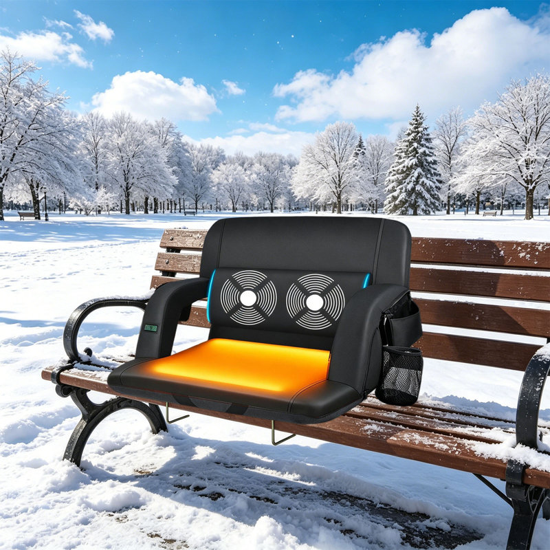 Siège chauffant pour stade avec massage et support pour le dos, fauteuil de blanchiment électrique USB avec 3 niveaux de chaleur, 6 modes de massage, tissu Oxford 600D imperméable