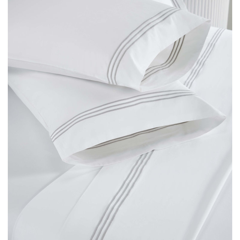 Queen White Cotton Embroidered Deep Pocket Bed Sheet Set