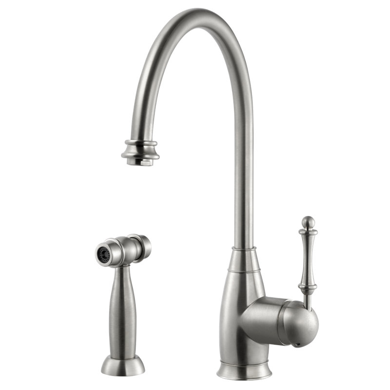 Houzer Charlotte Kitchen Faucet with Side Spray, Brushed Nickel
