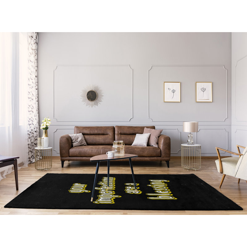 Tapis en poly-chenille style tableau noir, Rectangle 5 pi x 7 pi