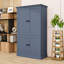 Armoire de cuisine autoportante avec 4 portes, 3 tiroirs et 6 tablettes de porte-130165534