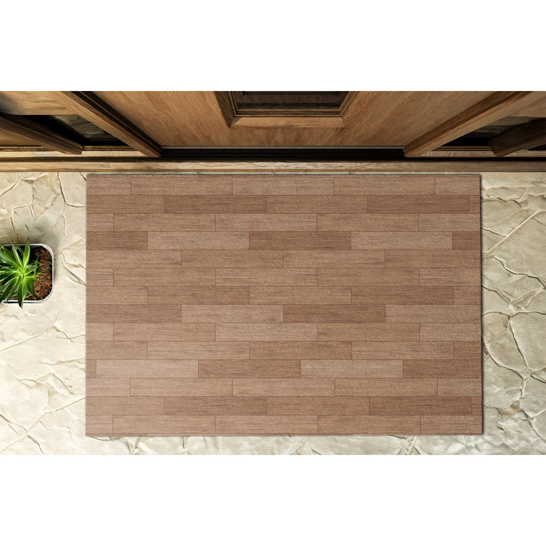 Holzboden B39 x L59 cm Rutschfeste Türmatte für draußen