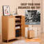 Armoire de rangement pour chaussures à 5 niveaux en rotin avec tablettes réglables et 2 portes, range-chaussures en bois naturel biologique pour placard et couloir