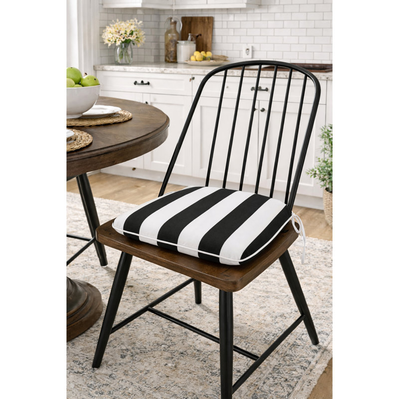 Coussins d'extérieur pour chaise de patio, Black/White Striped, Polyester