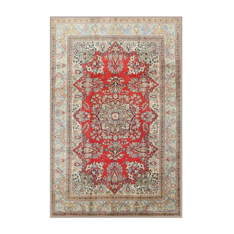 Tapis décoratif rouge à motif oriental Simran, Rectangle 8 pi x 10 pi