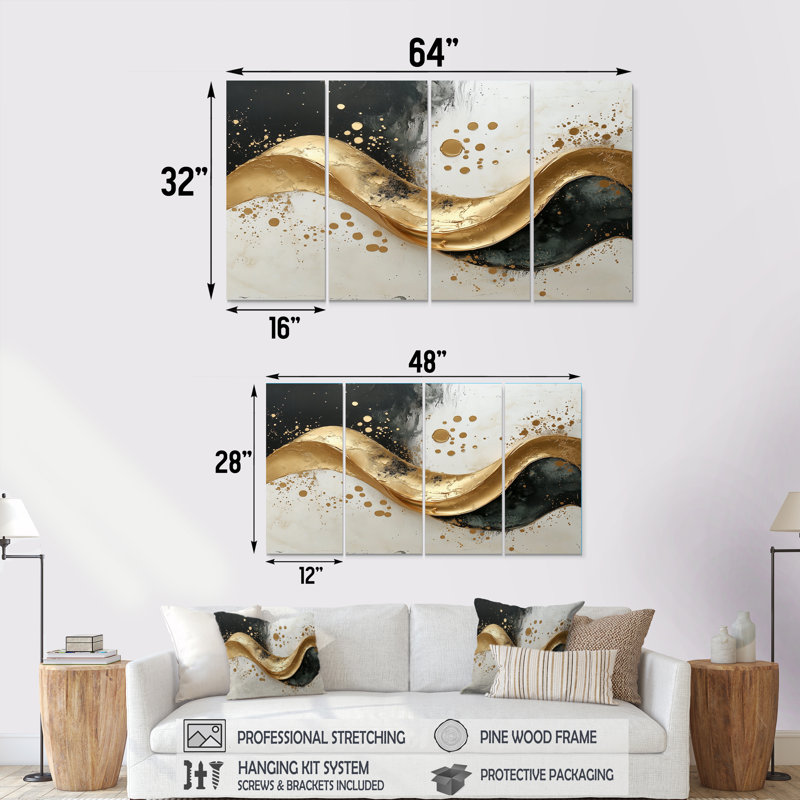 Eugenie - décoration murale moderne - art mural abstrait, 4, H 28 po x l 48 po