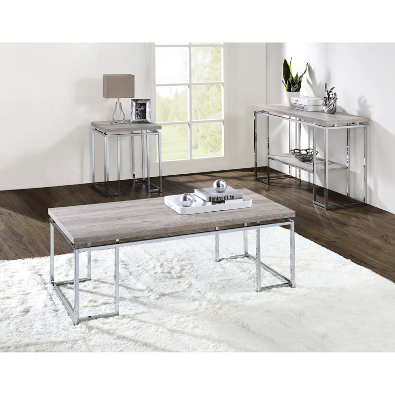 Spacieuse table basse rectangulaire en bois et table moderne en métal