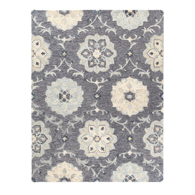 Tapis d'intérieur en laine naturel touffeté à la main gris Munz