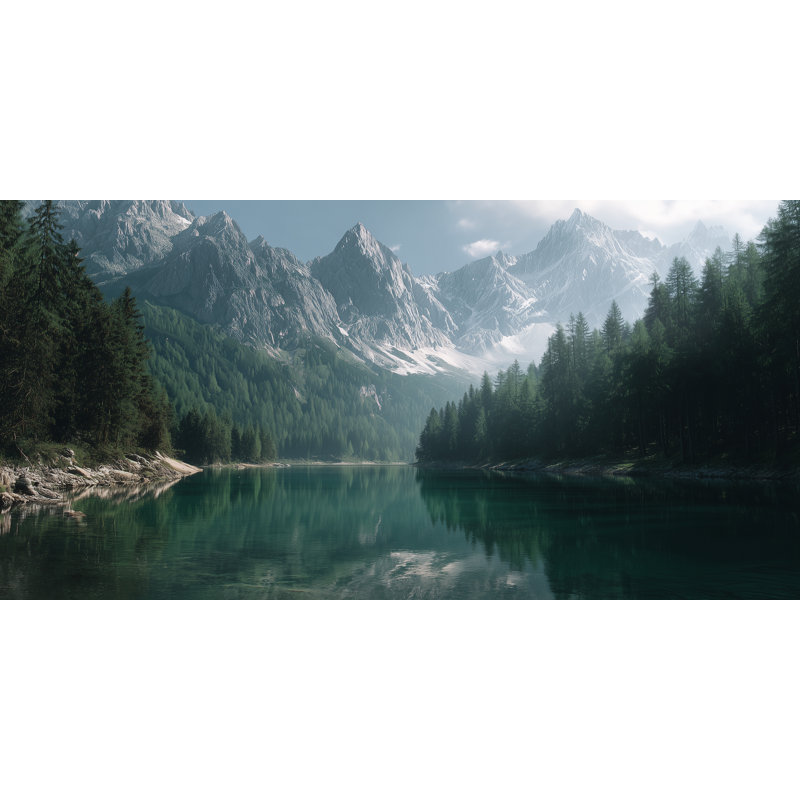 Art mural sur toile Emerald Alpine Lake, H 27,5 po x l 55 po x P 1,5 po