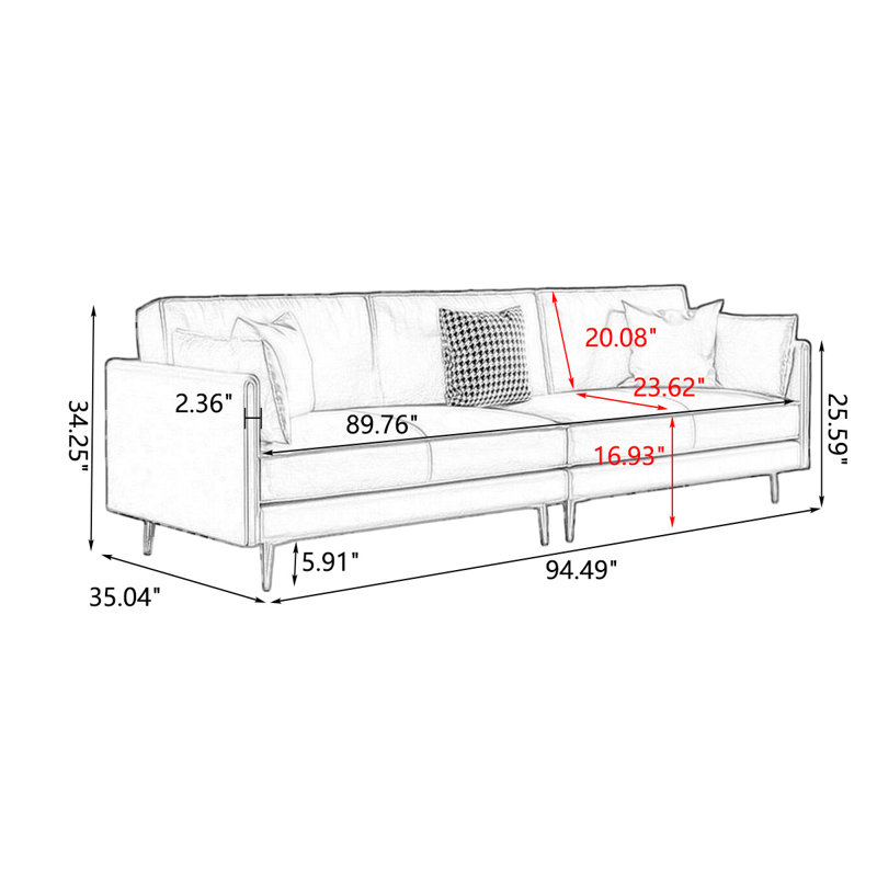 Canapé modulaire en similicuir caramel, H 34,25 po x l 94,49 po x P 35,04 po, Caramel