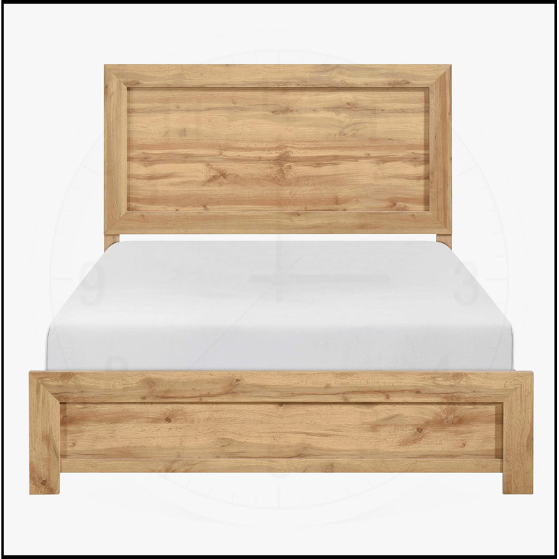 Grand lit au fini naturel avec charme rustique, design contemporain et assemblage facile pour les chambres à coucher modernes