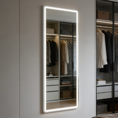 Miroir pleine longueur, miroir pleine grandeur à intensité variable avec lumières DEL, miroir de plancher avec support, miroir mural pour chambre à coucher