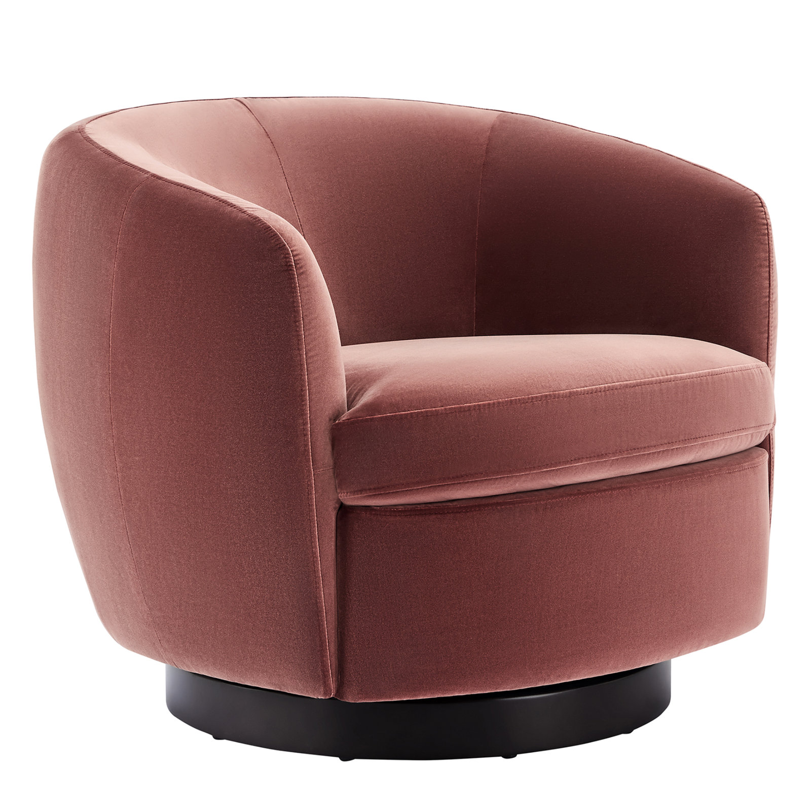 Marcy Linen Swivel Barrel Chair, Rose Vintage Velvet