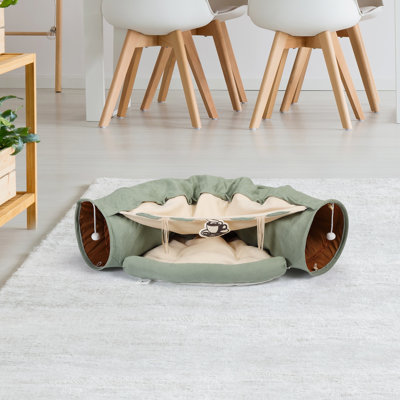 Nid pour animaux de compagnie avec tunnel télescopique Confortable, tissu, coton PP doux, lit extensible pour chat amovible et confortable