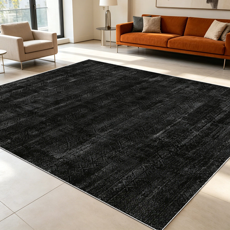 1PC distressed dark charcoal vintage geometric woven farmhouse area rugs for Living Room, Soft and Comfortable, Suitable for all seasons, easy-to-maintain, machine washable Indoor floor mat, Under Table Farmhouse suitable for dining room, bedroom,