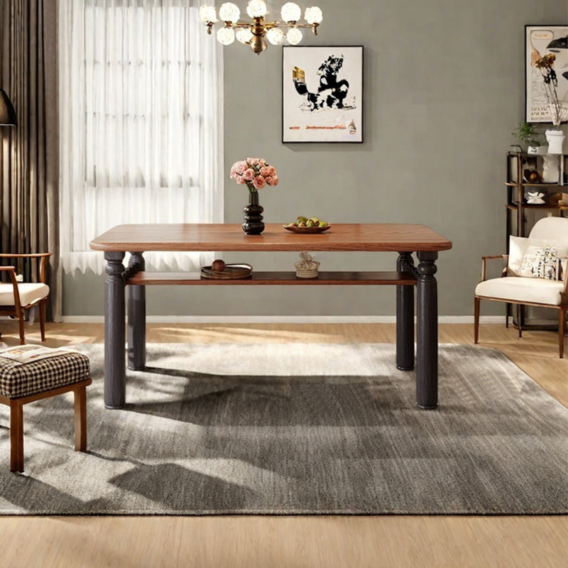 Rubber wood ripple dining table, 29.53"H x 55.12"L x 31.5"W