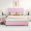 Lit double tapissier avec 4 tiroirs de rangement, tête de lit capitonnée en velours, sans sommier-130085735-130085736