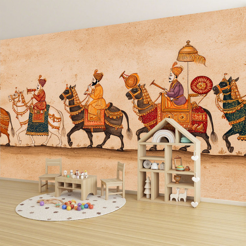 Peler et coller le papier peint, décoration murale Udaipur rajasthani tradition, art mural auto-adhésif et amovible