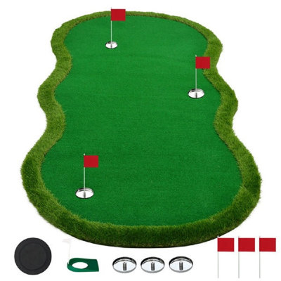 Putting Green Indoor & Outdoor, 5x10 Ft, Putting Green Mat with Stainless Steel Cups & Slope for Indoor/Outdoor Use