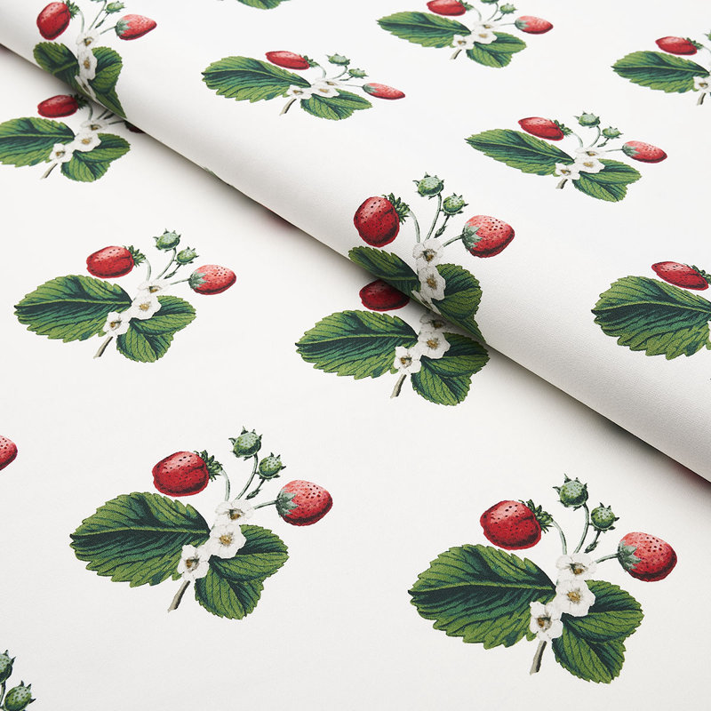 Tissu Schumacher x Johnson Hartig Strawberry Hill, Blanc