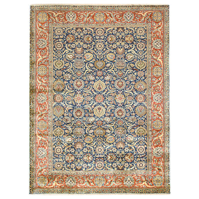 High-Quality Hand-Knotted Blue And Red Area Rug