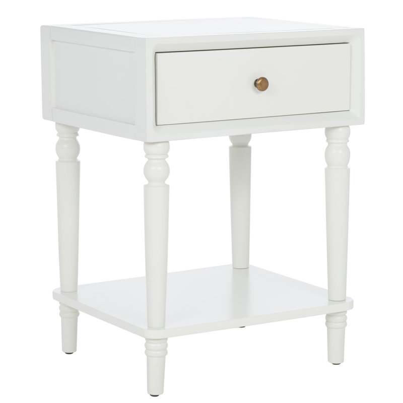 Kleban Solid Wood End Table with Storage, Shady White