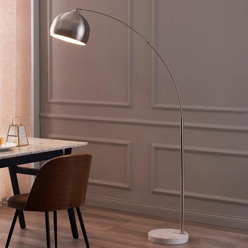 Arquer 68.1" Polished Nickel Arc Floor Lamp with Bell Shade