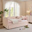 Lit de jour en lin avec couchette, port USB et adorable forme de vague-1590051284