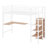  Metal Loft Bed With Desk,Metal Grid, Lateral Storage Ladder And Wardrobe-959552424-978817342
