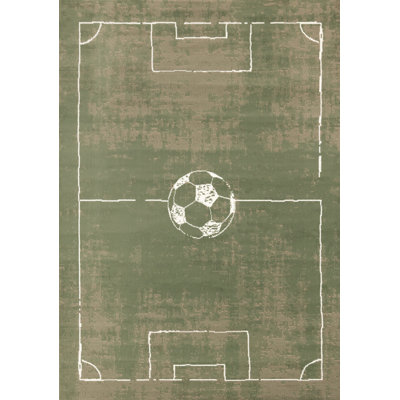Green Indoor Soccer Field Area Rug