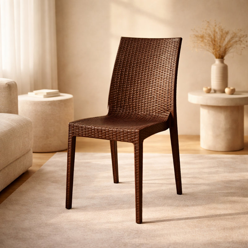 Chaise de patio en osier empilable Mace, Brun, Single