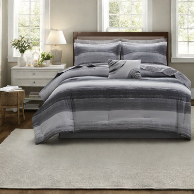 Ensemble de literie 9 pièces de qualité supérieure, édredon en microfibre et draps en coton, design noir moderne pour la maison