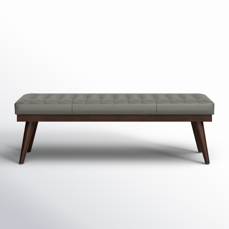 Bittoo Genuine Leather Upholstered Bench, Gray